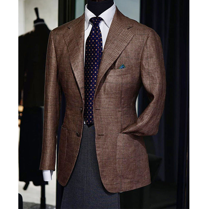 Heren Blazer Jasje met Hondenprint - Klassiek Design - Bruin