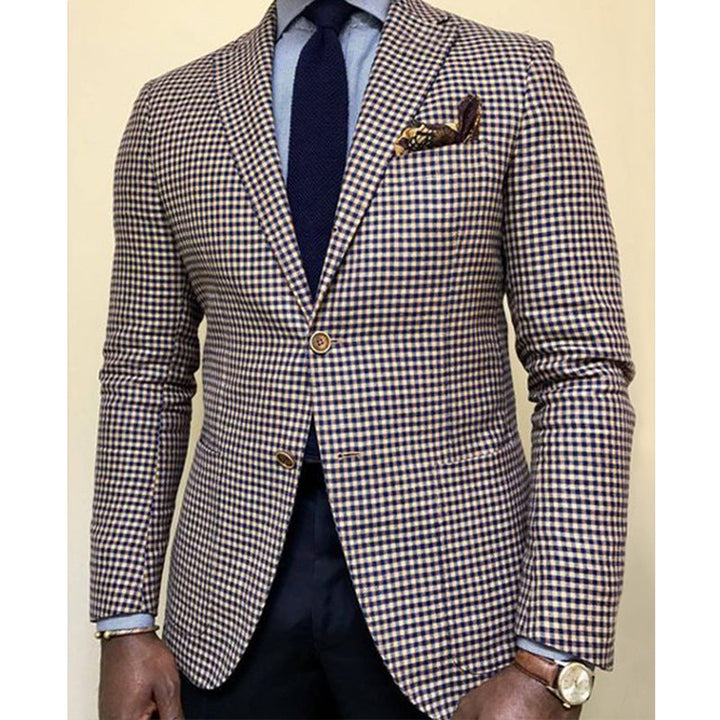 Heren Blazer Jasje met Hondenprint - Klassiek Design - Lichtbruin