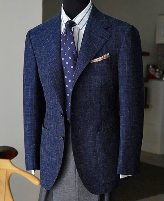 Heren Blazer Jasje met Hondenprint - Klassiek Design - Marineblauw