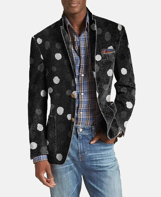 Heren Blazer Jasje met Hondenprint - Klassiek Design - Zwart