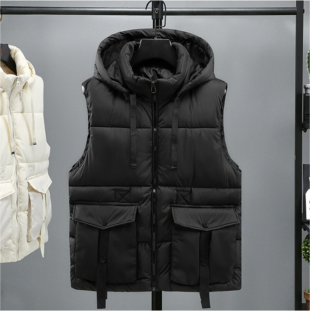 Heren Bodywarmer Afneembare Capuchon - Warm & Functioneel - Zwart