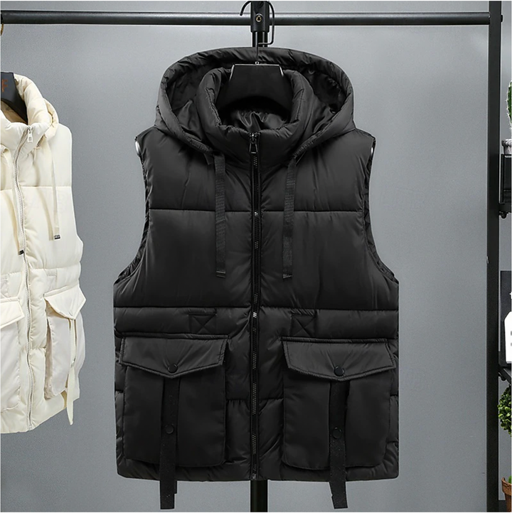 Heren Bodywarmer Afneembare Capuchon - Warm & Functioneel - Zwart