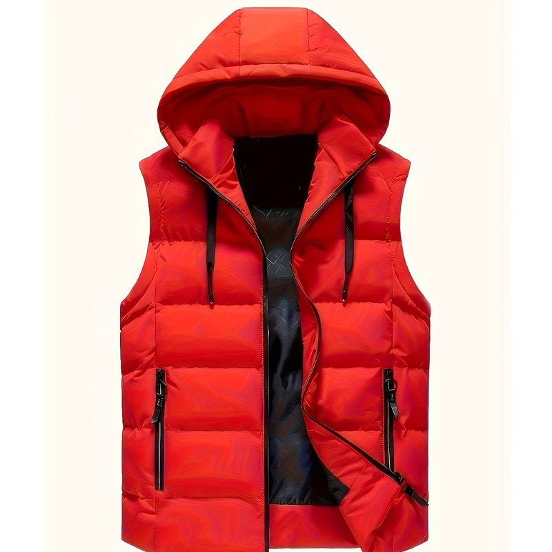 Heren Bodywarmer met Capuchon - Licht & Warm - Rood