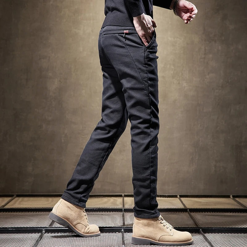 Heren broek fleece gevoerd slanke pasvorm - Wintercasual