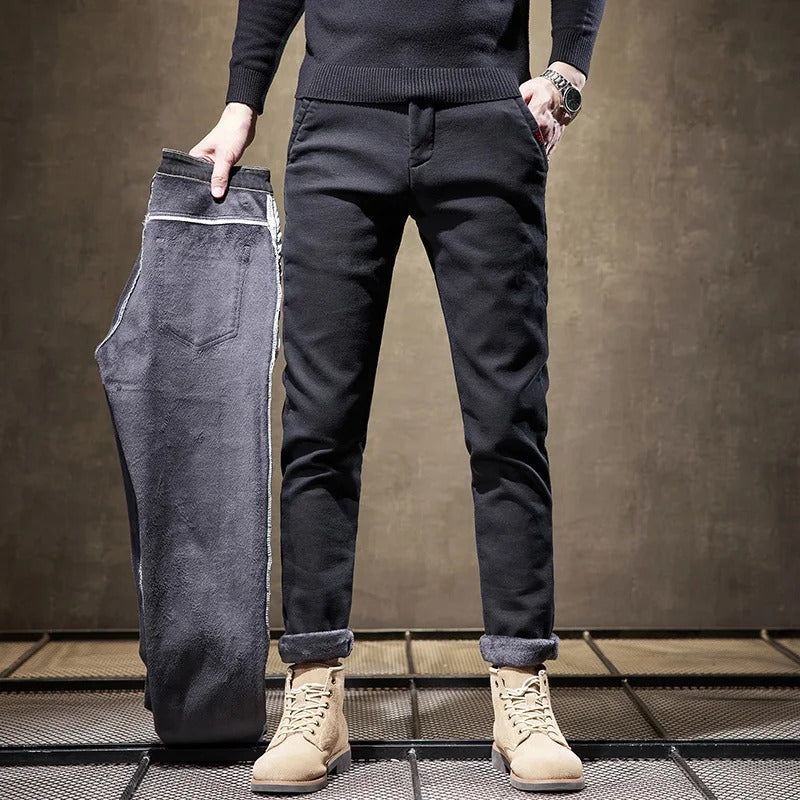 Heren broek fleece gevoerd slanke pasvorm - Wintercasual