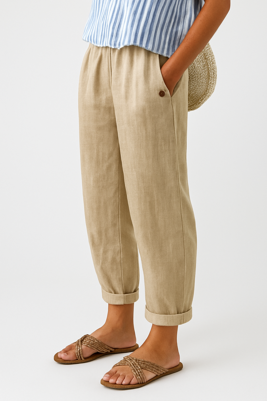 Heren Broek met Zijzakken - Comfortabele Pasvorm - Beige