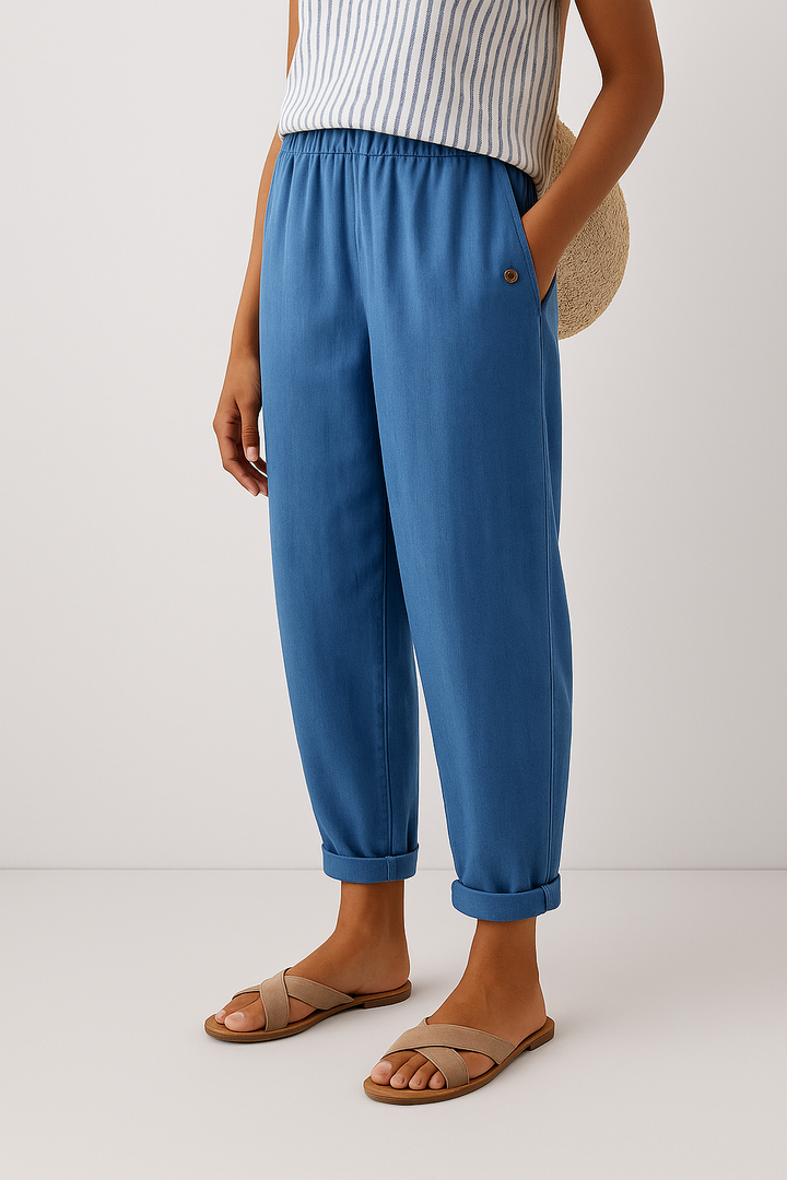 Heren Broek met Zijzakken - Comfortabele Pasvorm - Blauw