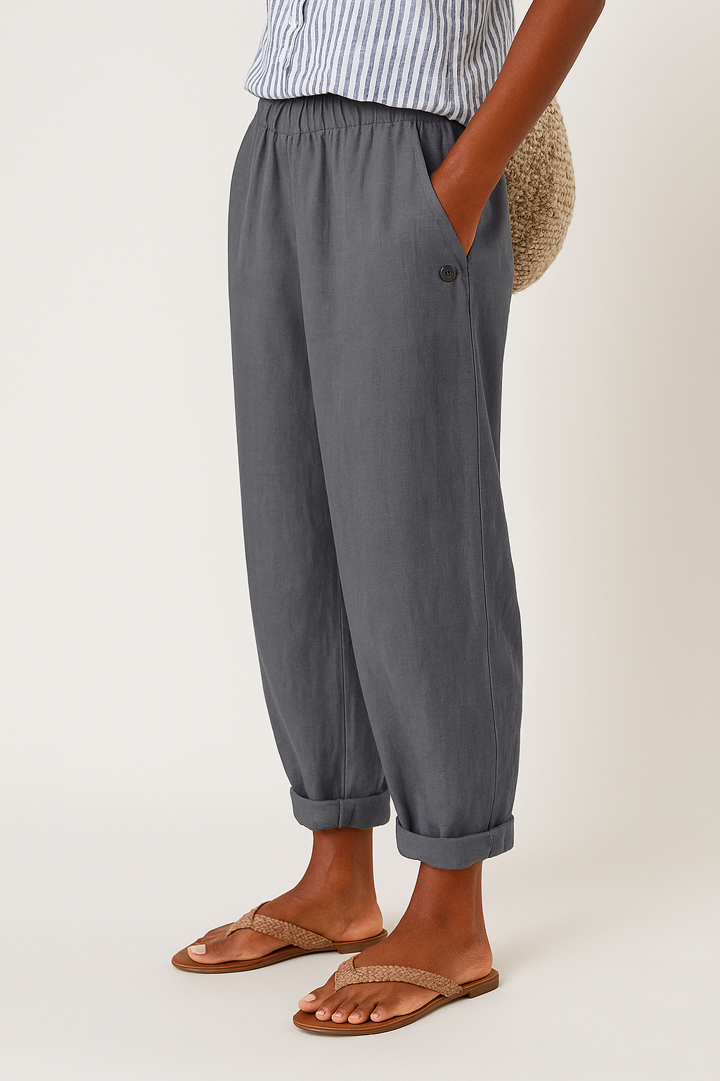 Heren Broek met Zijzakken - Comfortabele Pasvorm - Grijs