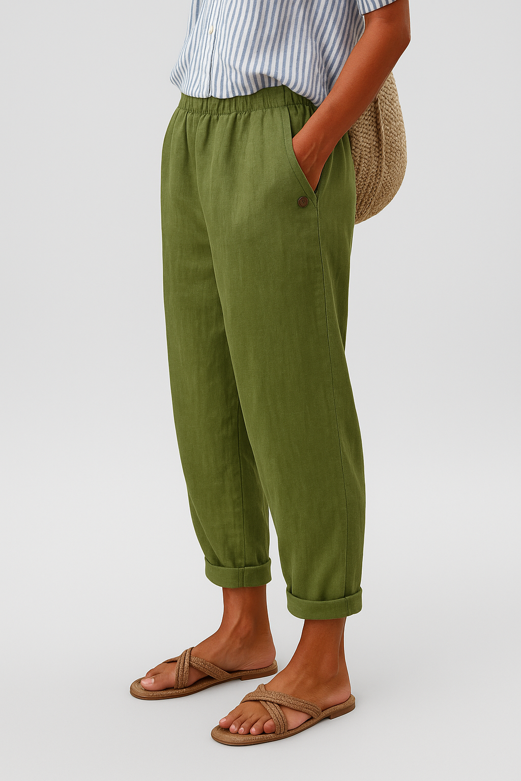 Heren Broek met Zijzakken - Comfortabele Pasvorm - Groen