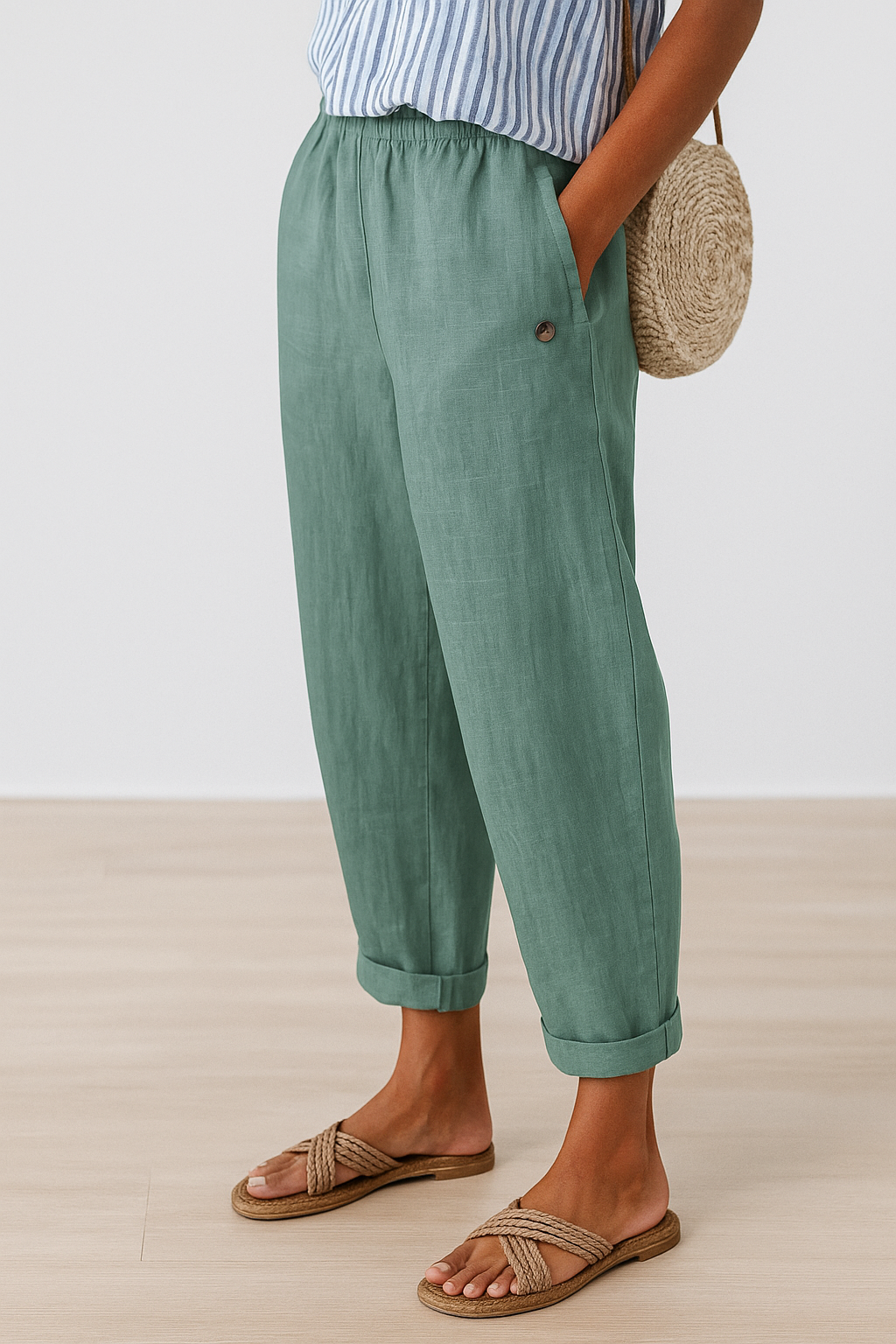 Heren Broek met Zijzakken - Comfortabele Pasvorm - Lichtgroen