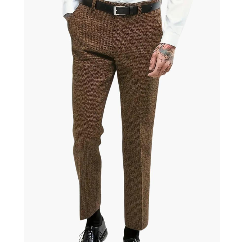 Heren Broek Slim Fit - Vintage Elegantie - Bruin