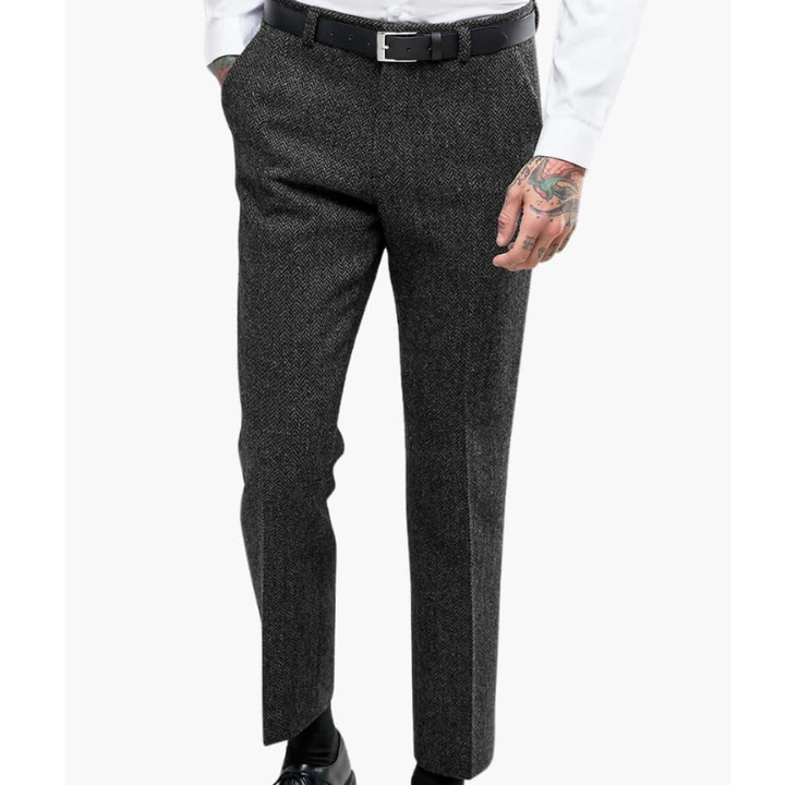 Heren Broek Slim Fit - Vintage Elegantie - Grijs
