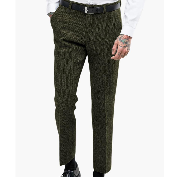 Heren Broek Slim Fit - Vintage Elegantie - Groen