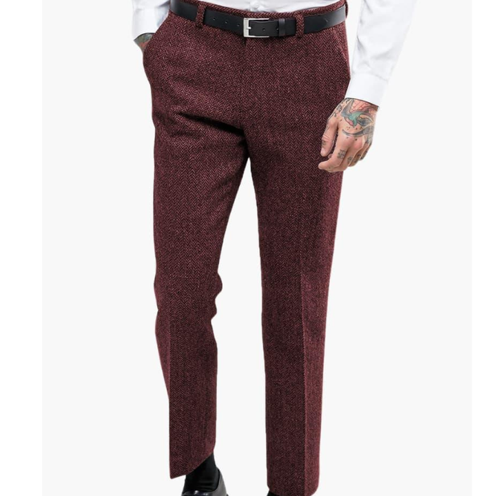 Heren Broek Slim Fit - Vintage Elegantie - Rood