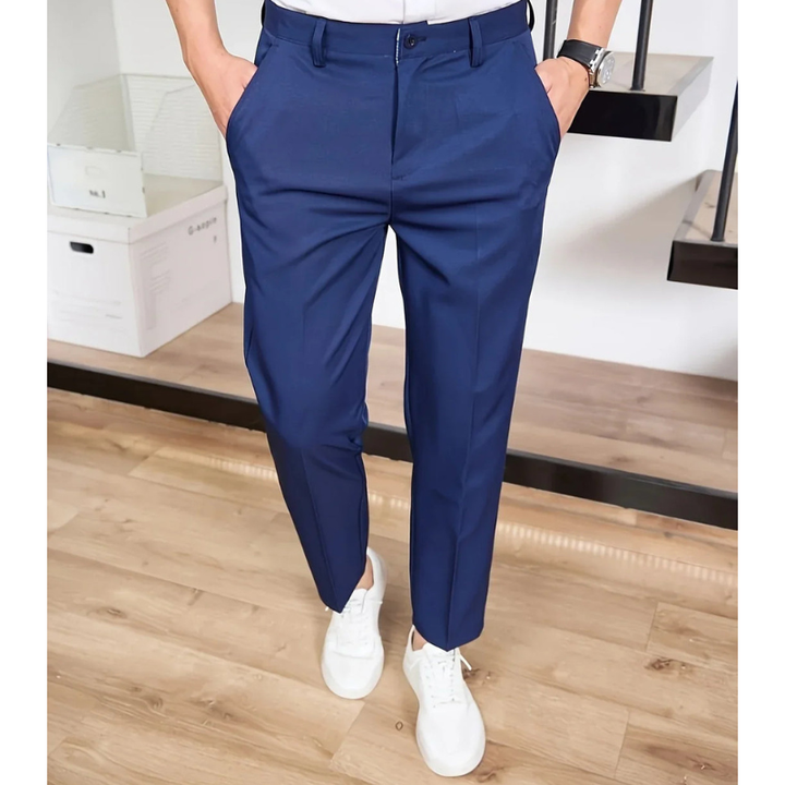 Heren Broek Wijde Pijpen - Business Casual - Blauw