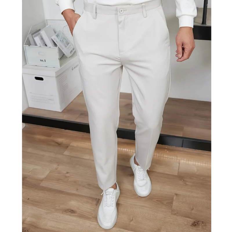 Heren Broek Wijde Pijpen - Business Casual - Lichtgrijs