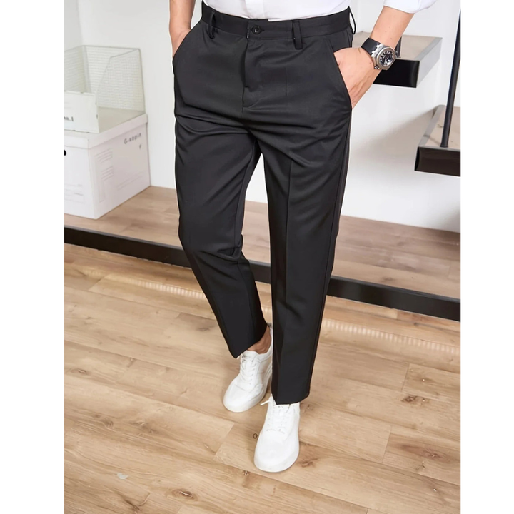 Heren Broek Wijde Pijpen - Business Casual - Zwart