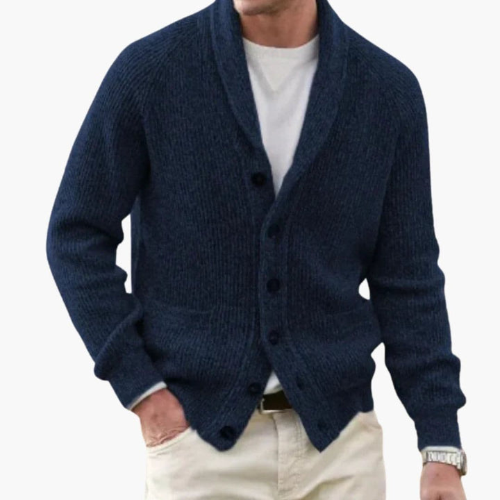 Heren Cardigan Lange Mouw - Klassieke Winterstijl - Blauw