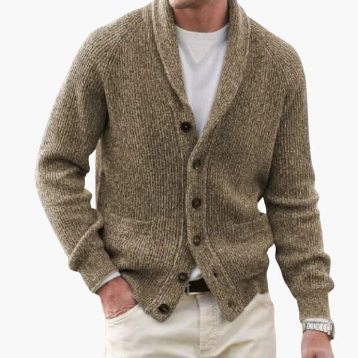 Heren Cardigan Lange Mouw - Klassieke Winterstijl - Kameel