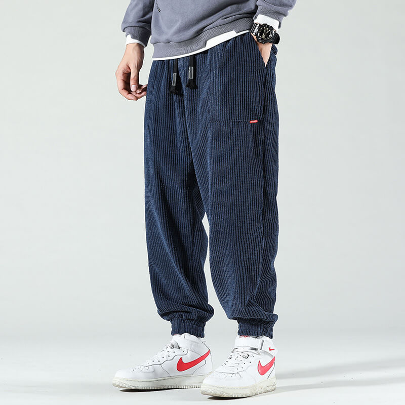 Heren Cargo Broek Corduroy - Relaxed Fit Comfort - Blauw