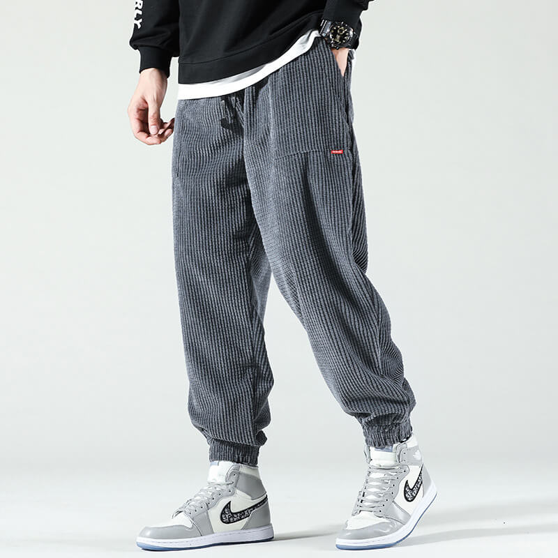 Heren Cargo Broek Corduroy - Relaxed Fit Comfort - Grijs