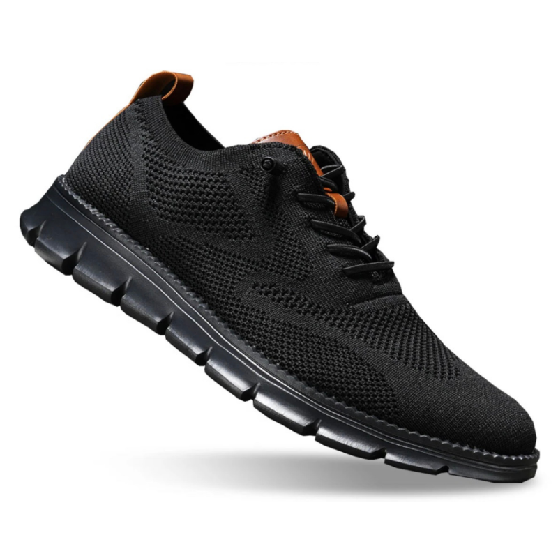 Heren Casual Wandelschoenen - Vetersluiting en Flexibele Zool - Dubbel Zwart