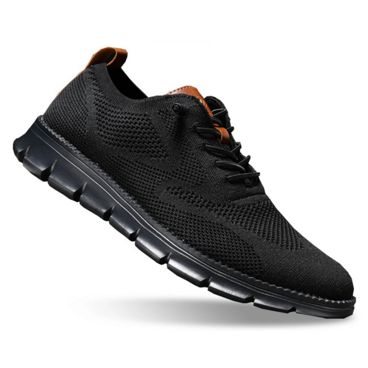 Heren Casual Wandelschoenen - Vetersluiting en Flexibele Zool - Dubbel Zwart