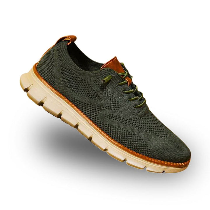 Heren Casual Wandelschoenen - Vetersluiting en Flexibele Zool - Olijfgroen