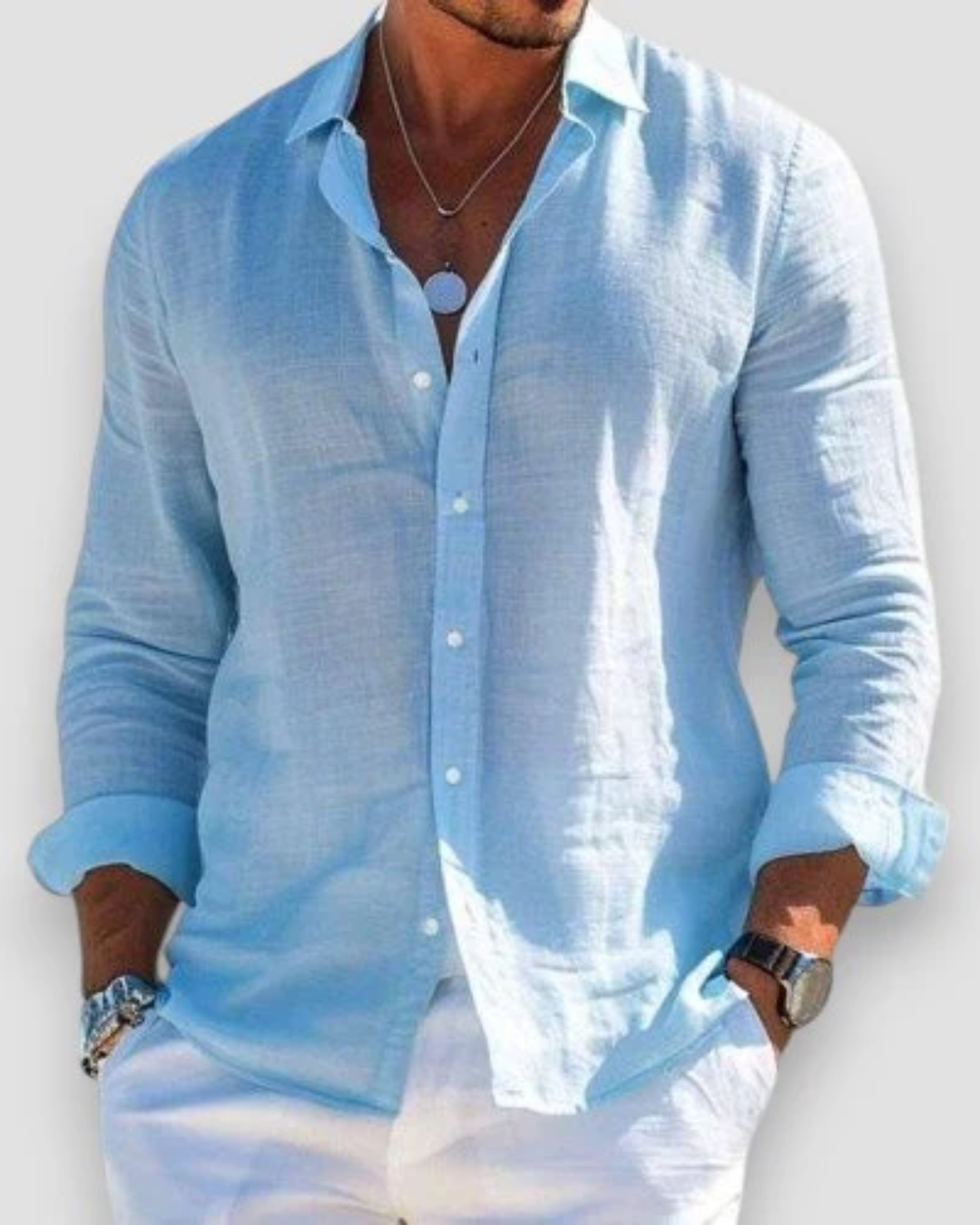 Heren Casual Zomeroverhemd - Klassieke Pasvorm - Blauw