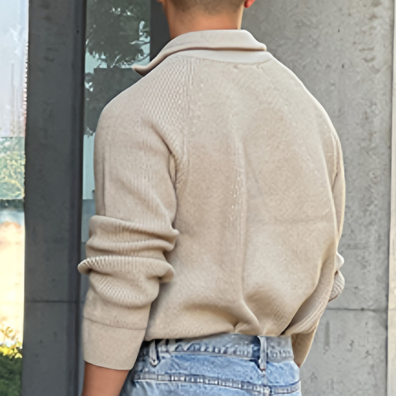 Heren Chunky Knit Half Zip Trui - Klassiek Design
