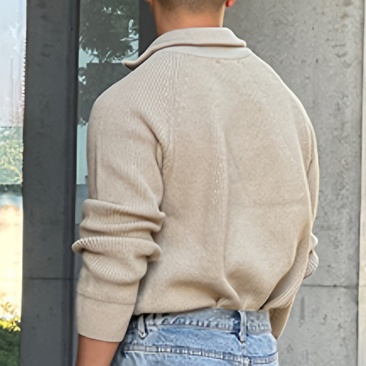 Heren Chunky Knit Half Zip Trui - Klassiek Design