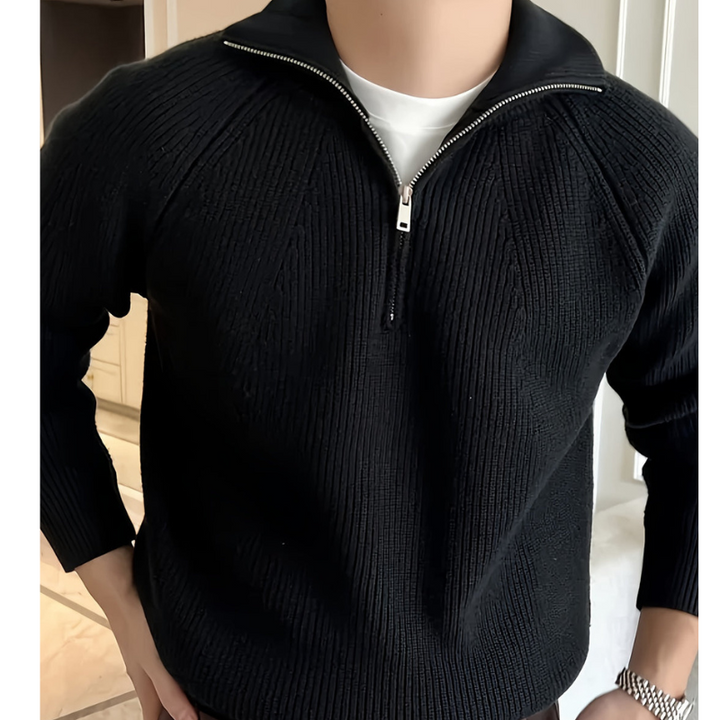 Heren Chunky Knit Half Zip Trui - Klassiek Design