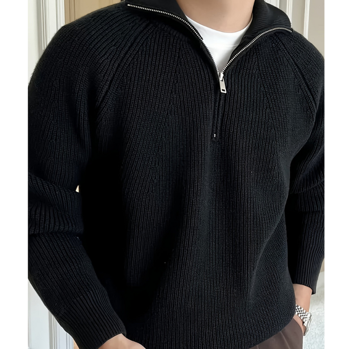 Heren Chunky Knit Half Zip Trui - Klassiek Design