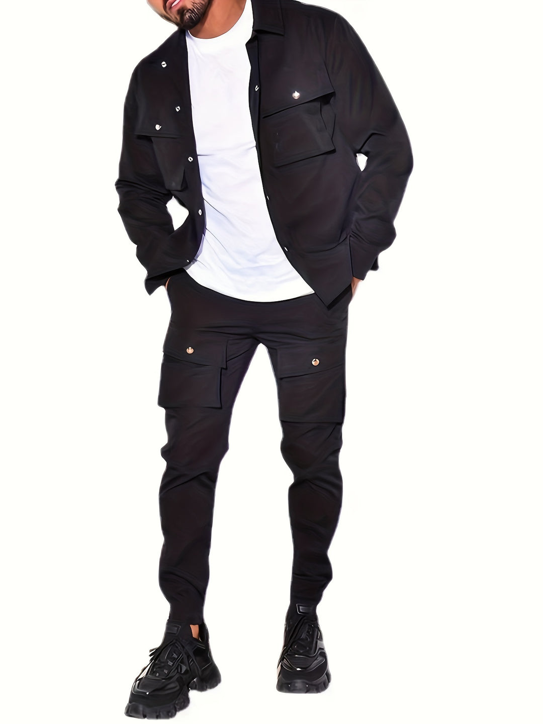 Heren Colbert & Sportbroek Set - Modern & Relaxte Pasvorm - Zwart