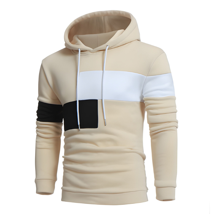 Heren Colorblock Hoodie - Sportieve Sweater met Warm Design - Khaki
