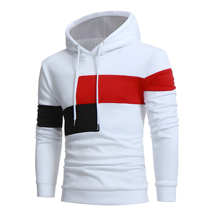 Heren Colorblock Hoodie - Sportieve Sweater met Warm Design - Wit