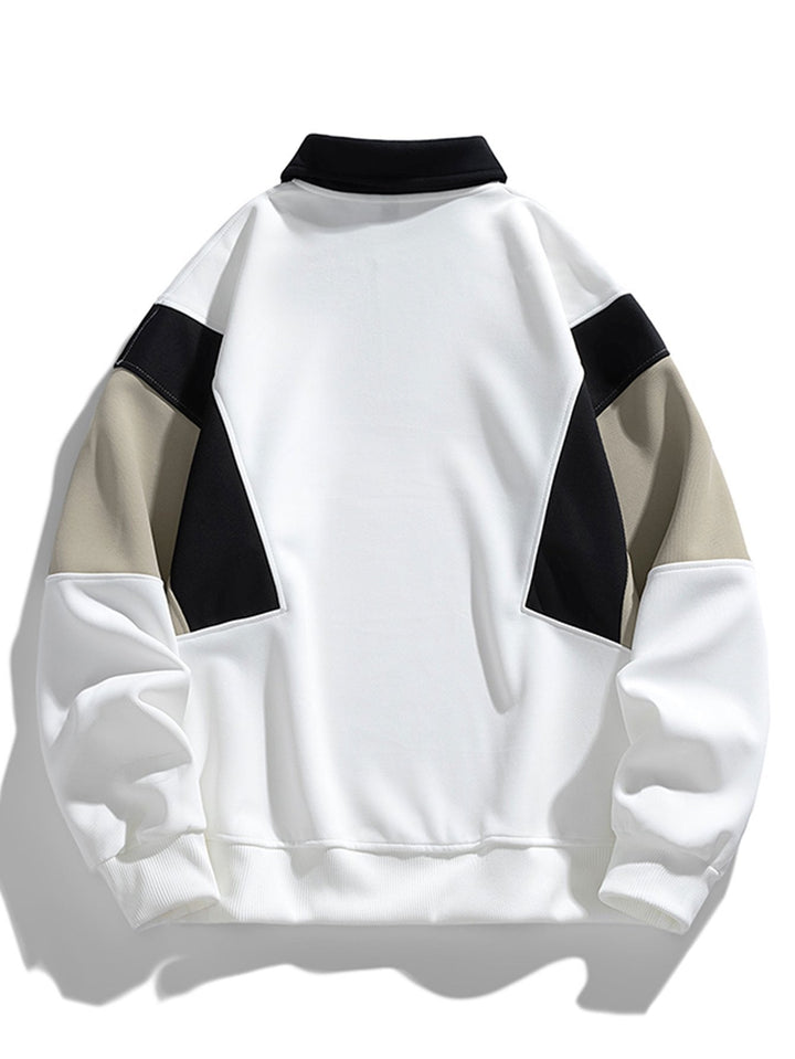 Heren Colorblock Polokraag Sweatshirt - Relaxed Fit