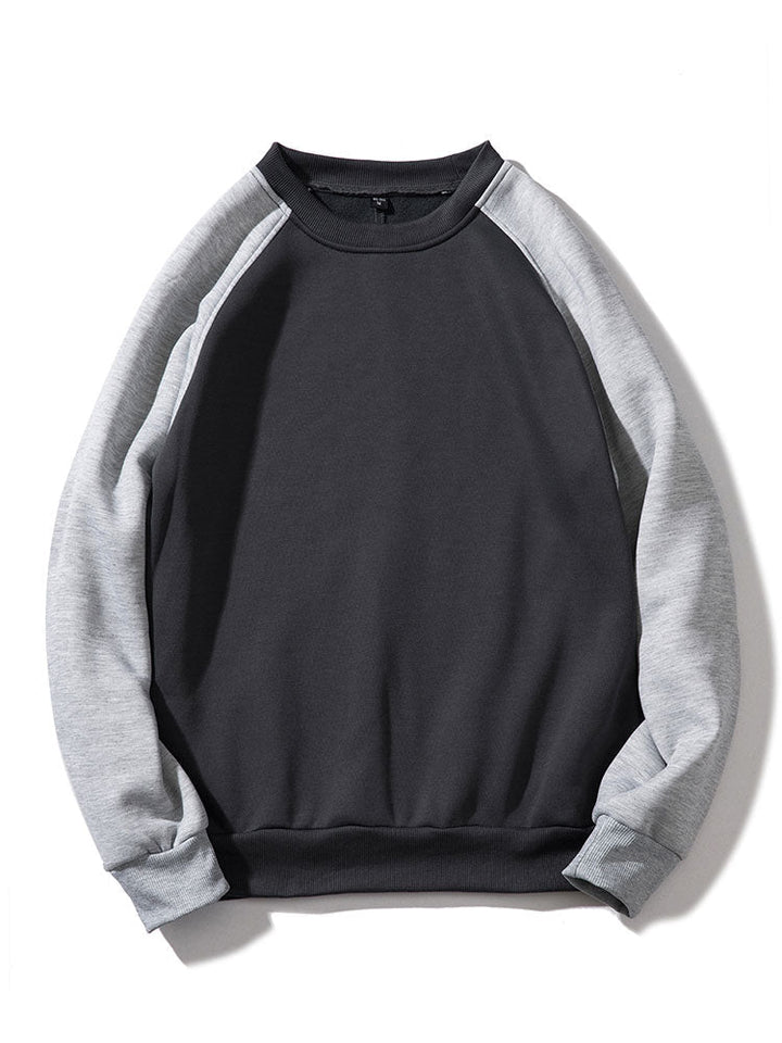 Heren Colorblock Raglan Sweatshirt in lichtgrijs/zwart, Casual Relaxed Fit