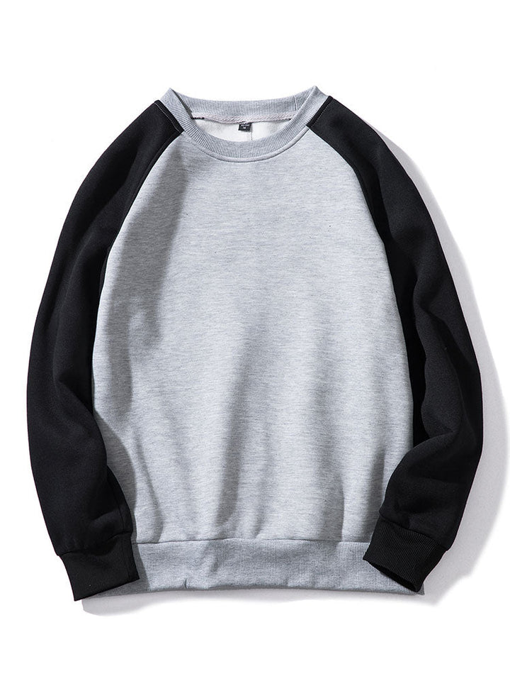Heren Colorblock Raglan Sweatshirt in zwart/grijs, Casual Relaxed Fit