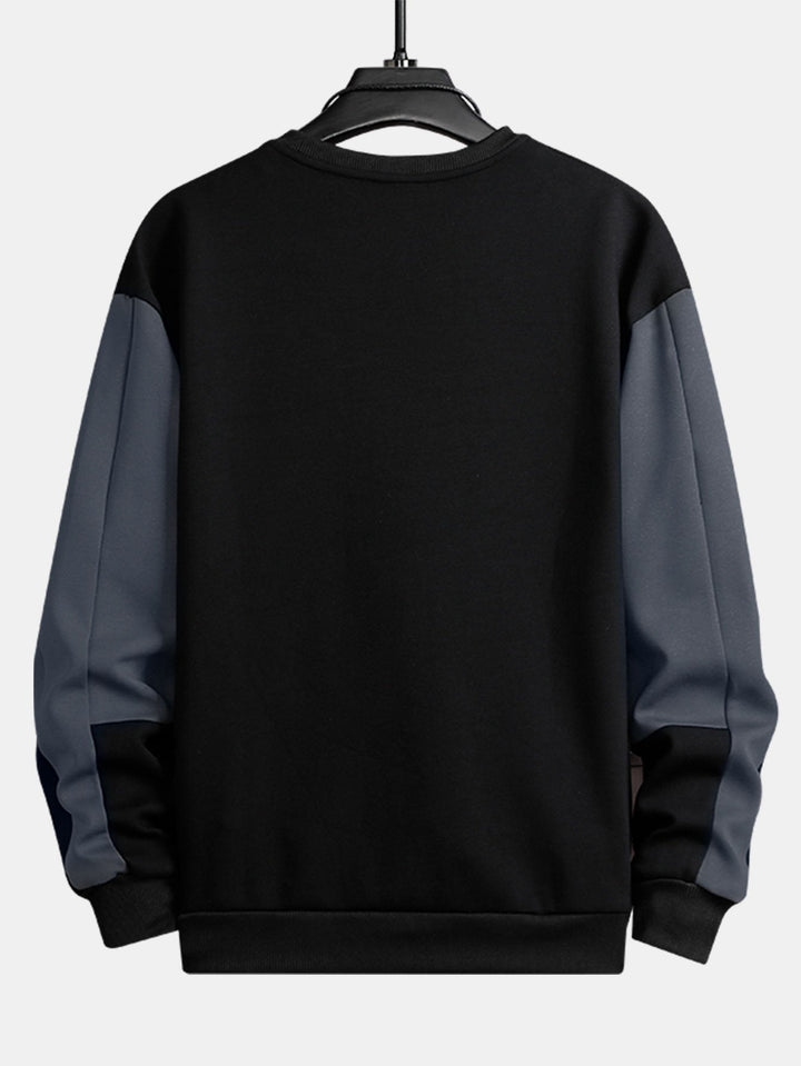 Heren Colorblock Sweatshirt - Relaxed Fit Crew Neck