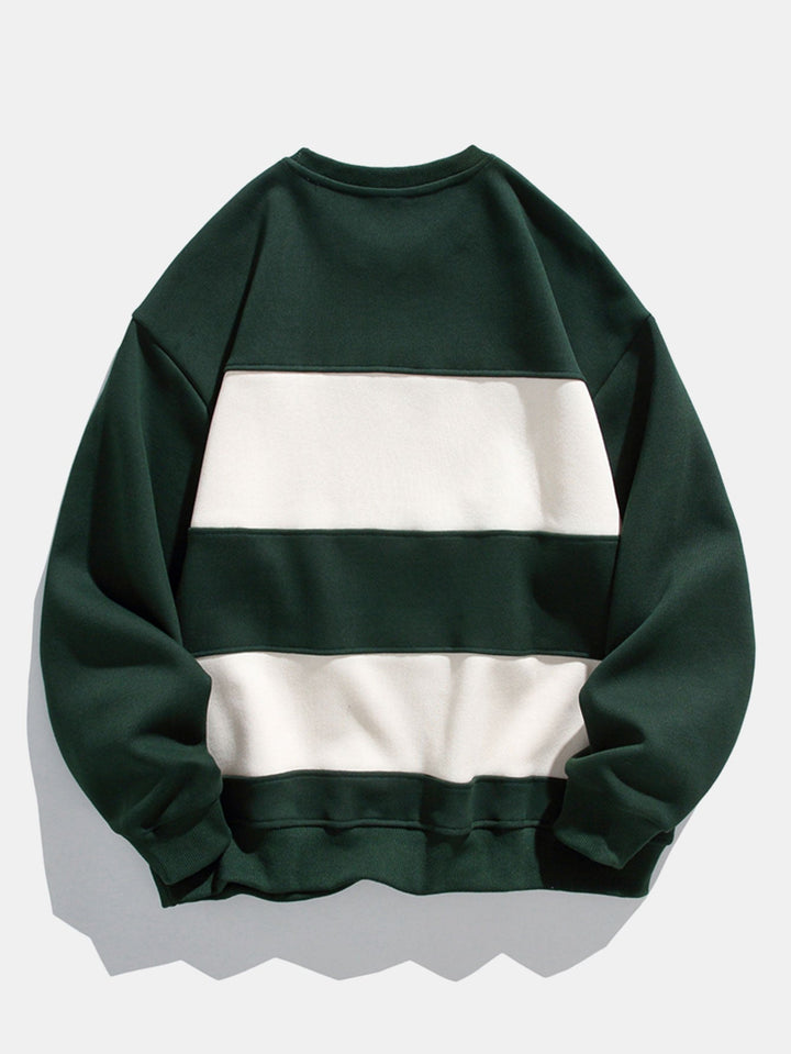 Heren Colorblock Sweatshirt - Relaxed Fit met Horizontale Strepen