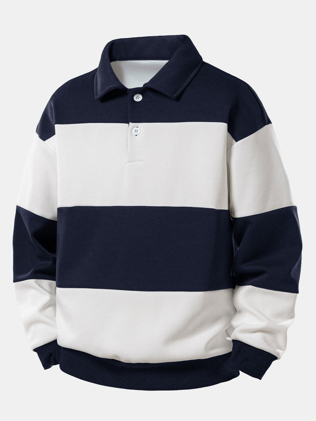 Heren Colour Block Polo Sweatshirt in marineblauw, Gestreept Relaxed Fit