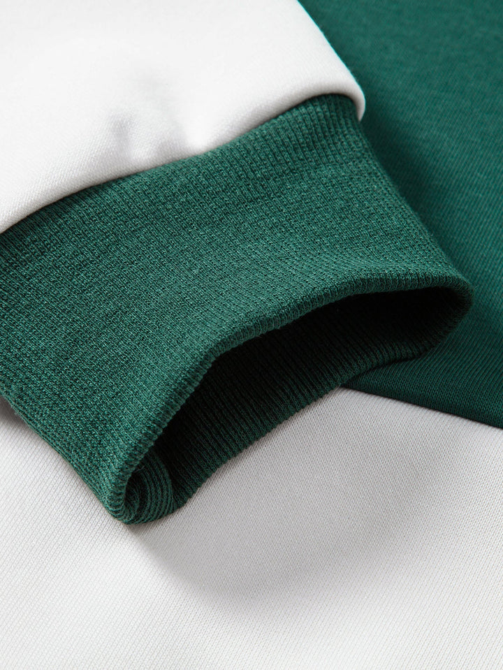 Heren Colour Block Polo Sweatshirt - Gestreept Relaxed Fit