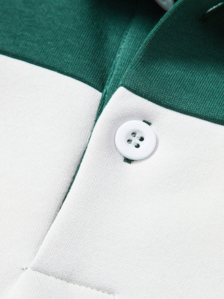 Heren Colour Block Polo Sweatshirt - Gestreept Relaxed Fit