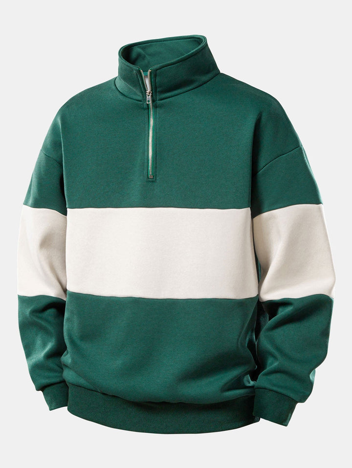 Heren Colour Block Sweatshirt in donkergroen, Relaxed Fit Pullover