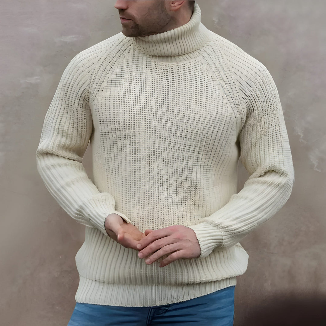 Heren Coltrui Dikke Gebreide Trui - Warme Winterstijl - Beige