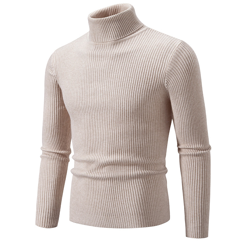 Heren Coltrui Gebreide Sweater - Warm & Elegant - Beige