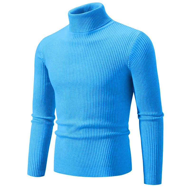 Heren Coltrui Gebreide Sweater - Warm & Elegant - Blauw