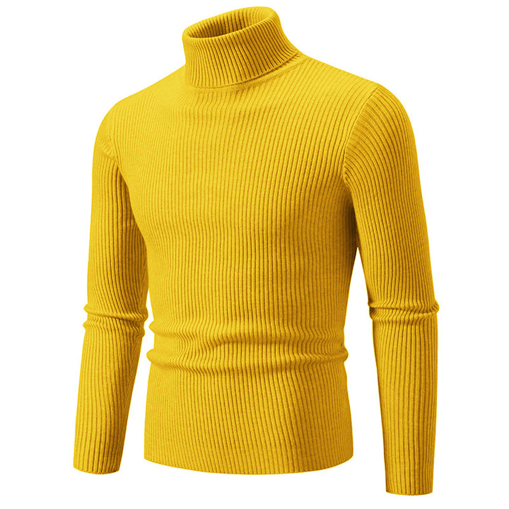 Heren Coltrui Gebreide Sweater - Warm & Elegant - Geel