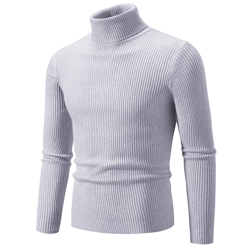 Heren Coltrui Gebreide Sweater - Warm & Elegant - Grijs